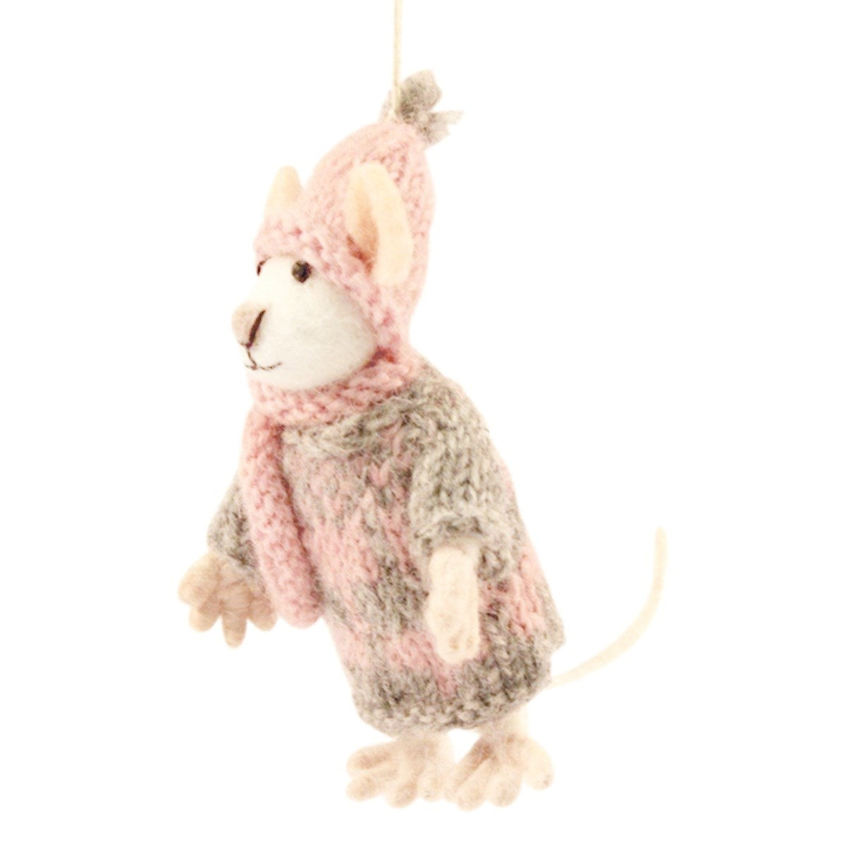 Pink Hat Mouse Ornament