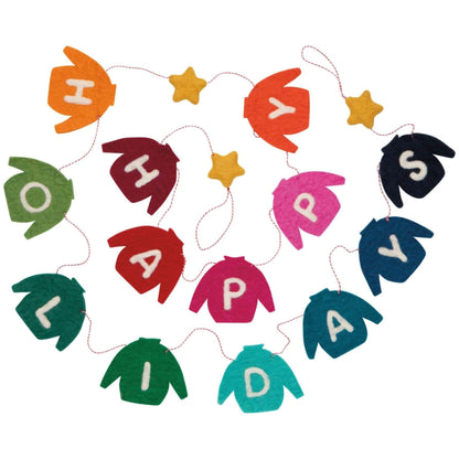 Felted Wool Garland - Happy Holidays-Home-Pretty Clean Shop