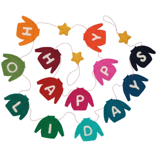 Felted Wool Garland - Happy Holidays-Home-Pretty Clean Shop