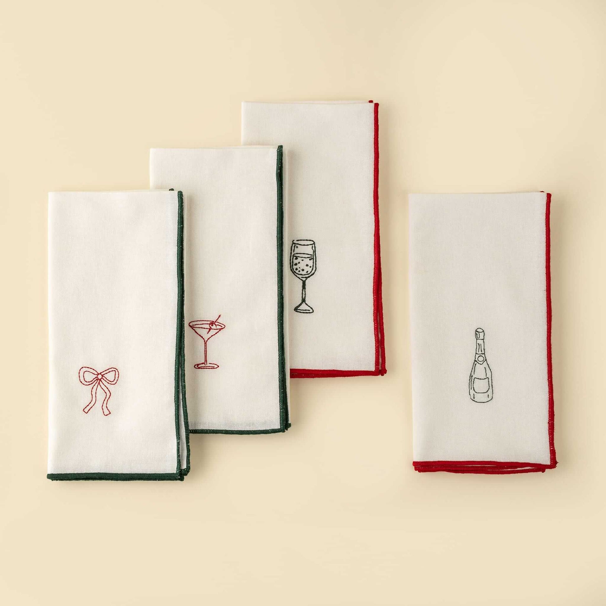 Embroidered Holiday Toast Napkins - Set of 4-Pretty Clean Shop