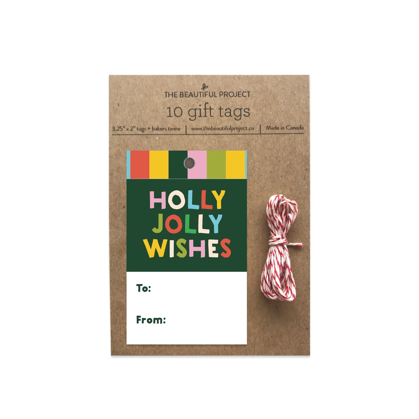 Holiday - Holly Jolly Wishes Stripes Gift Tags (Set of 10)