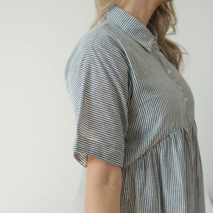 Collared Button Shirt Dress - Charcoal