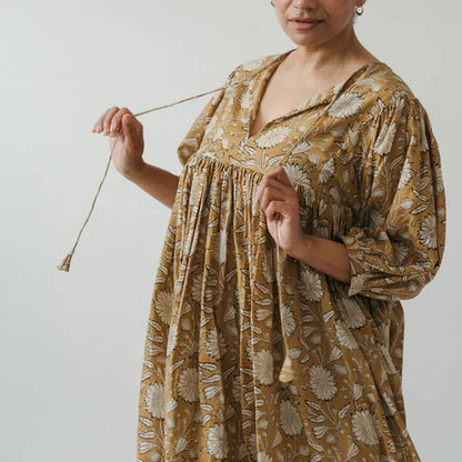 Mira Midi Dress - Gold Sona