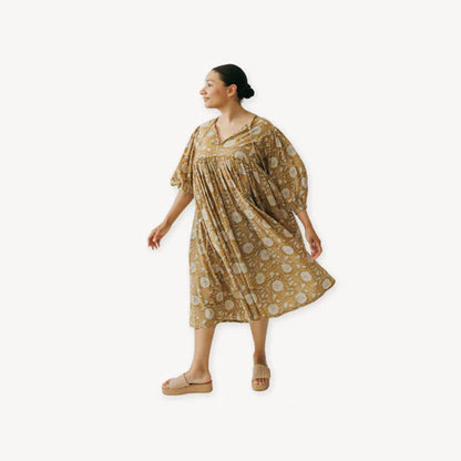 Mira Midi Dress - Gold Sona