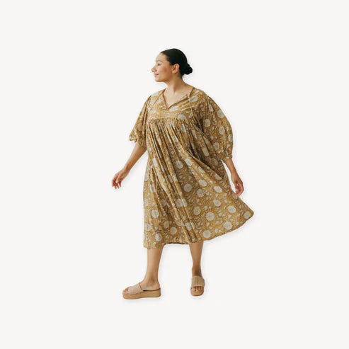 Mira Midi Dress - Gold Sona