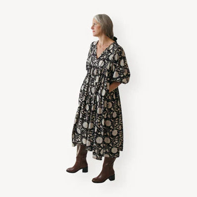 Mira Midi Dress - Night Flower
