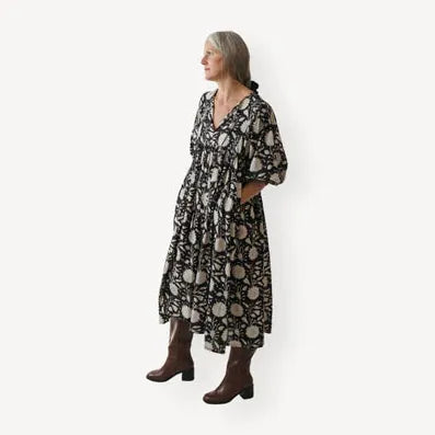Mira Midi Dress - Night Flower | prettycleanshop.myshopify.com