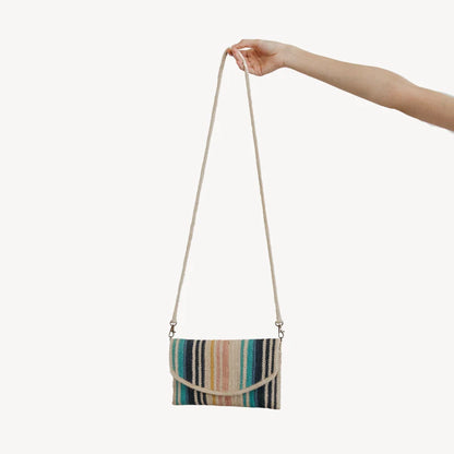 Jute Bag - Crossbody Cluth with Removable Strap- Multicolor
