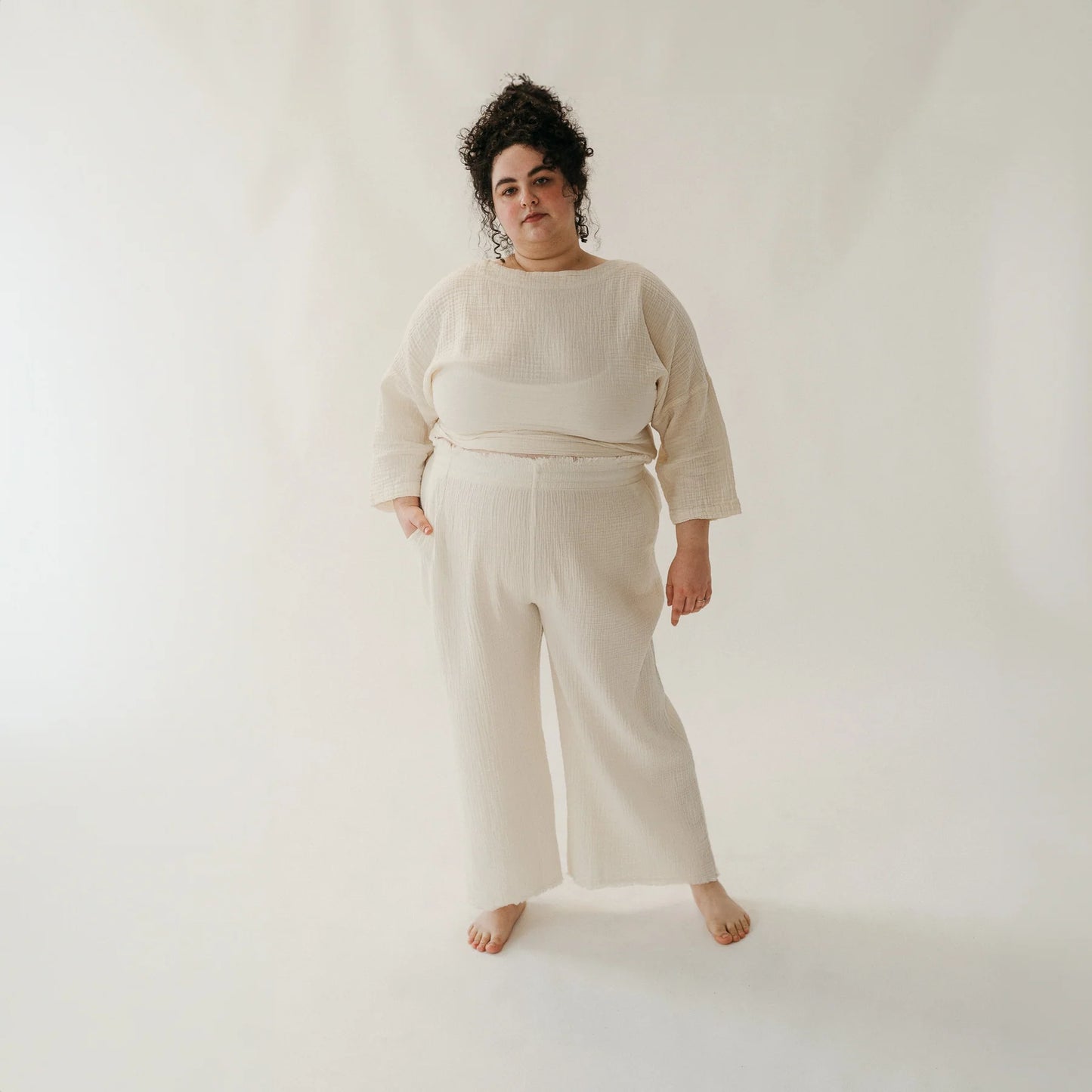 Crinkle Drawstring Palazzo Pants Plus