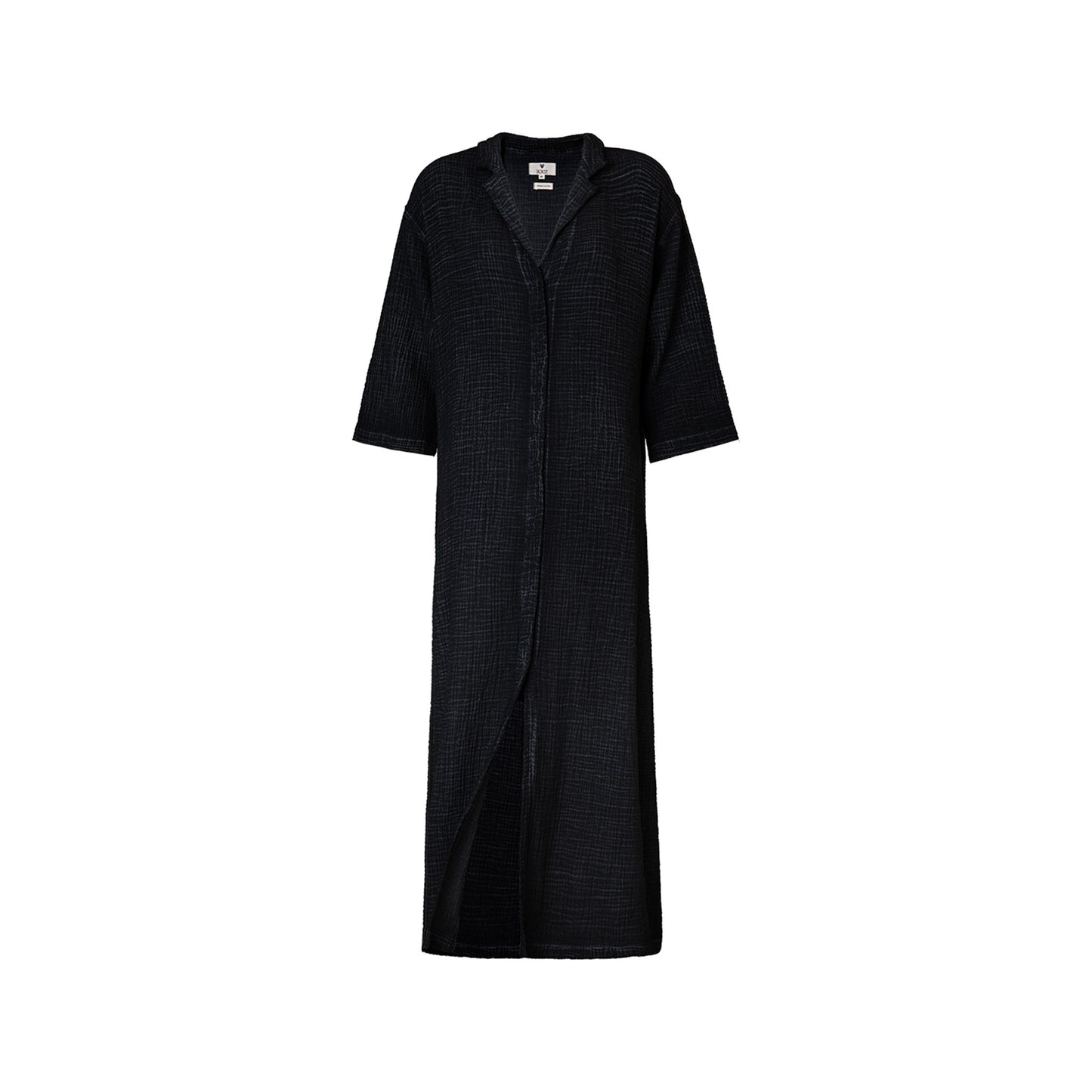 Crinkle Shirt Dress - One Size in Black