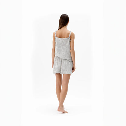 Striped Crinkle Strappy Top - One Size