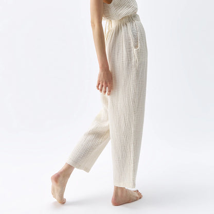 Crinkle Slouchy Pants - One Size in Cream - by Pokoloko