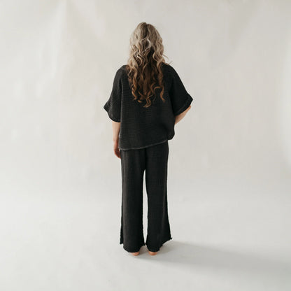 Crinkle V Neck Top - One Size