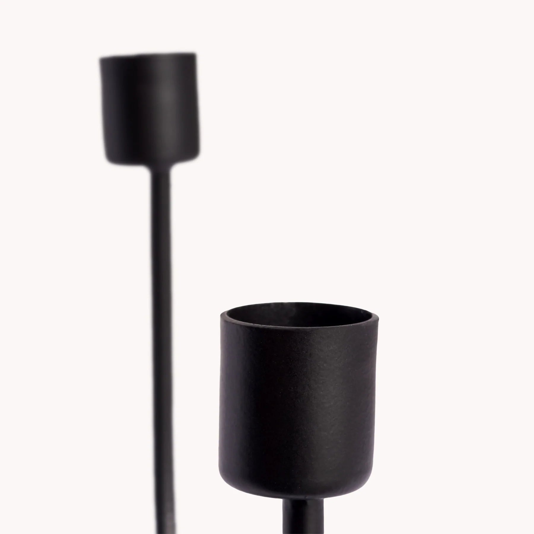 Iron Candle Holder - Asymmetrical - Black