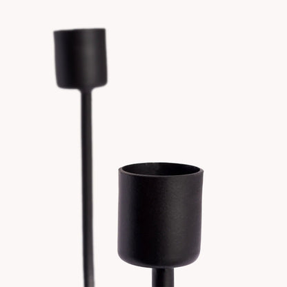 Iron Candle Holder - Asymmetrical - Black