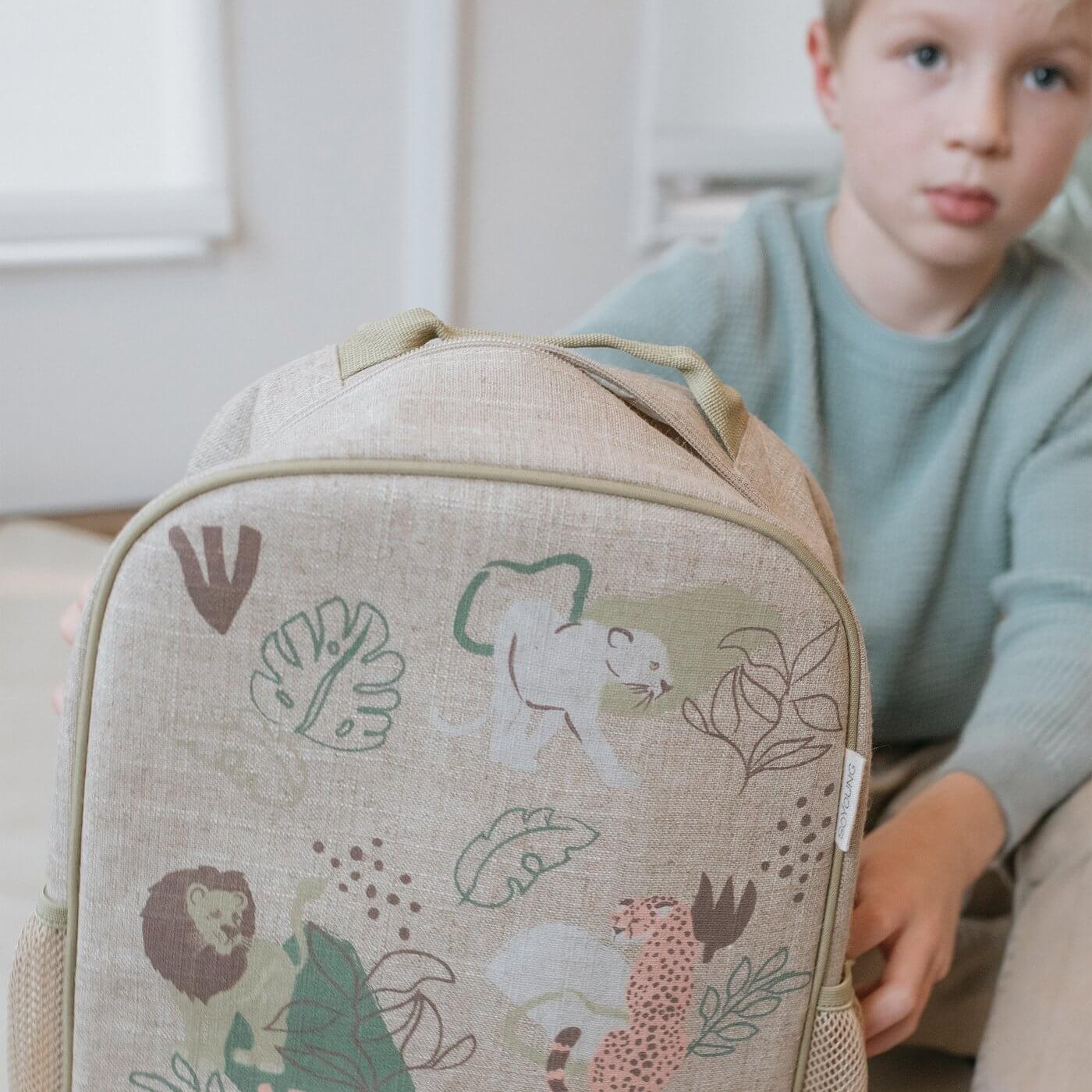 Kids Linen Backpack Jungle Cats by SoYoung