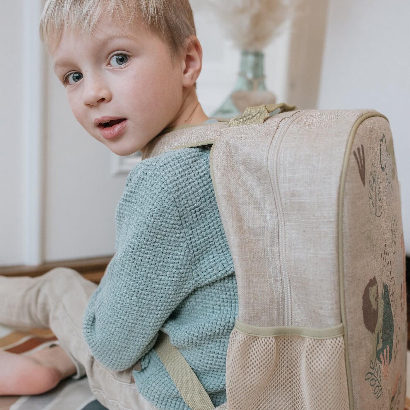 Kids Linen Backpack Jungle Cats by SoYoung