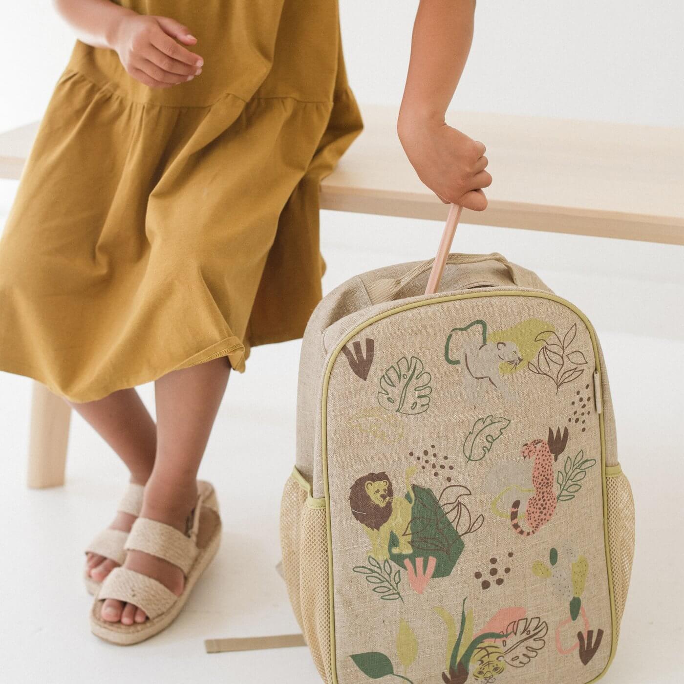 Kids Linen Backpack Jungle Cats by SoYoung