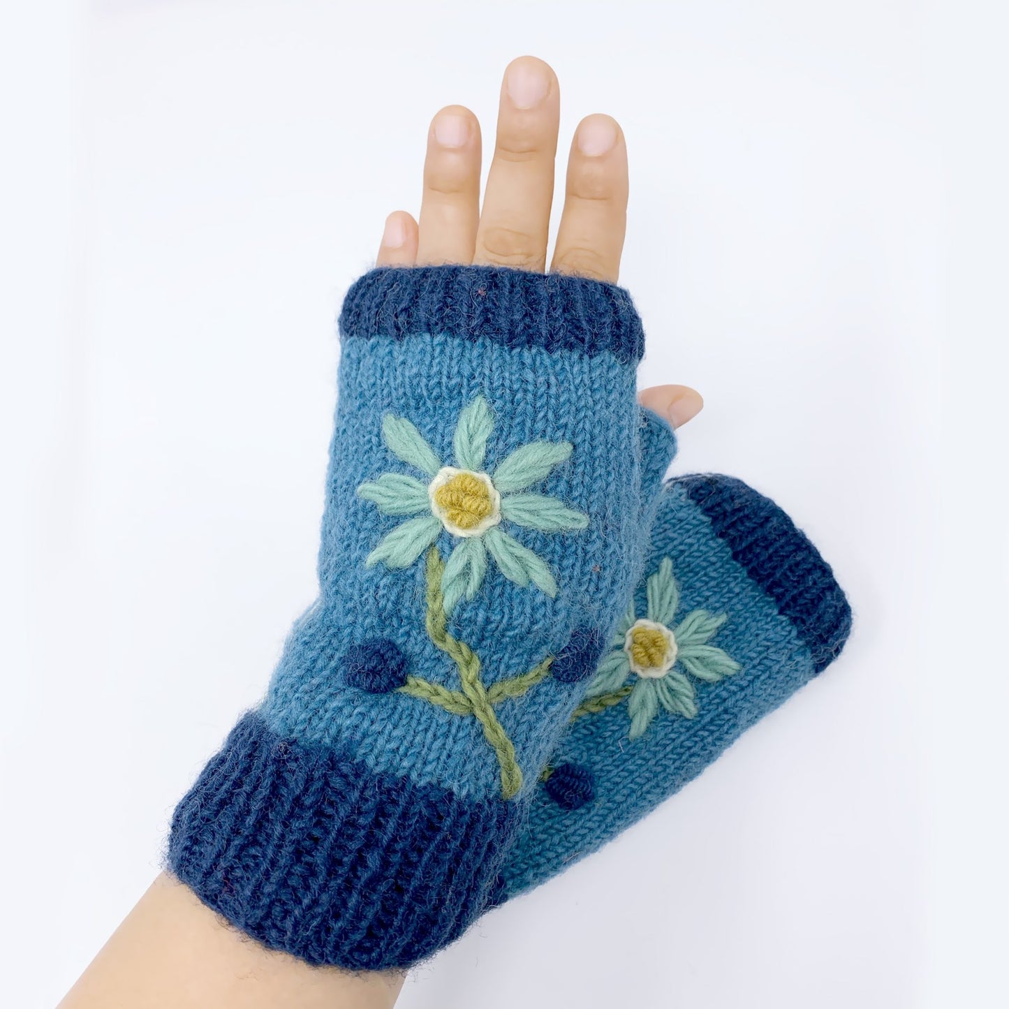 Flower Gloves - Blue