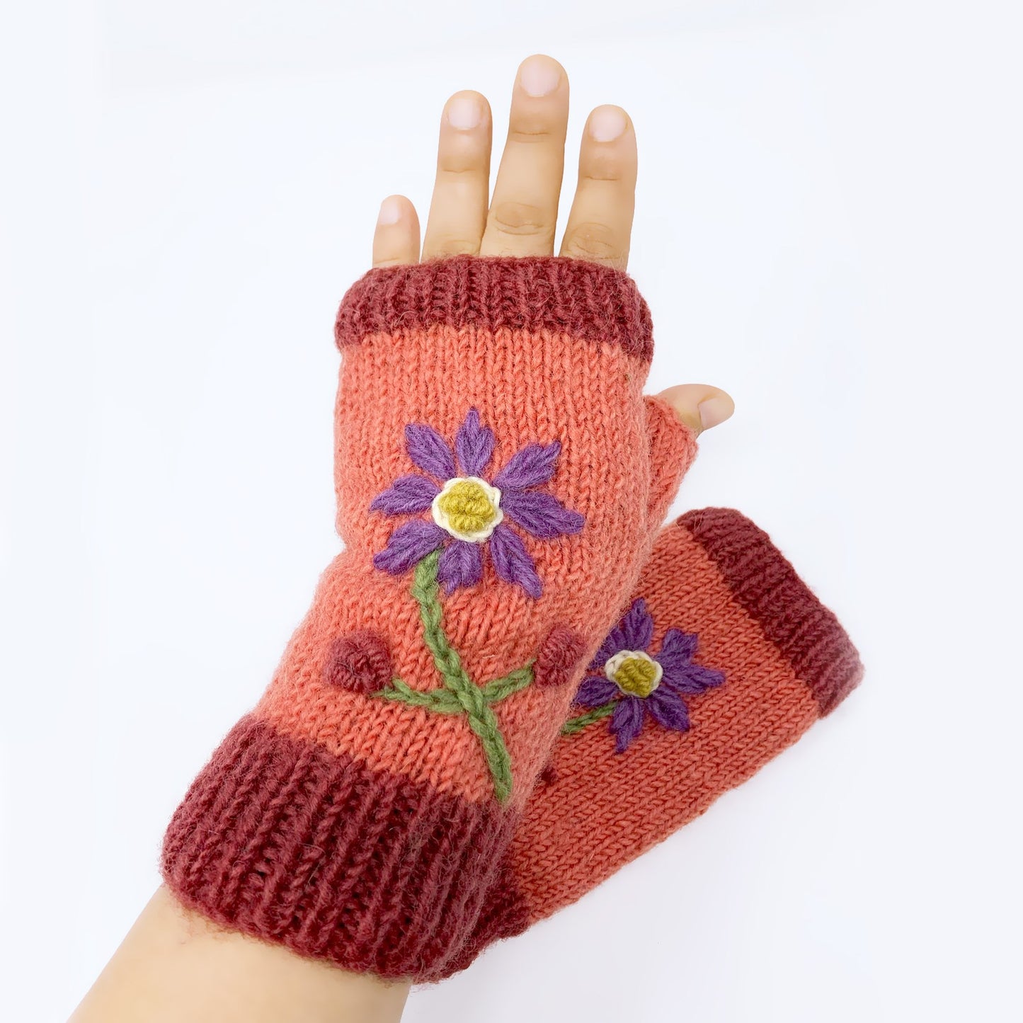 Flower Gloves - Coral