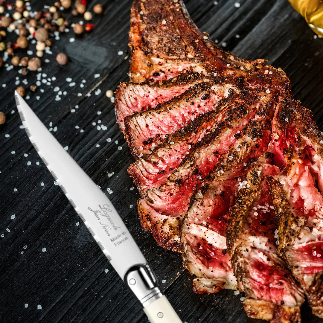 Laguiole Steak Knives Set of 6 - Cream Handle, in wooden box | prettycleanshop