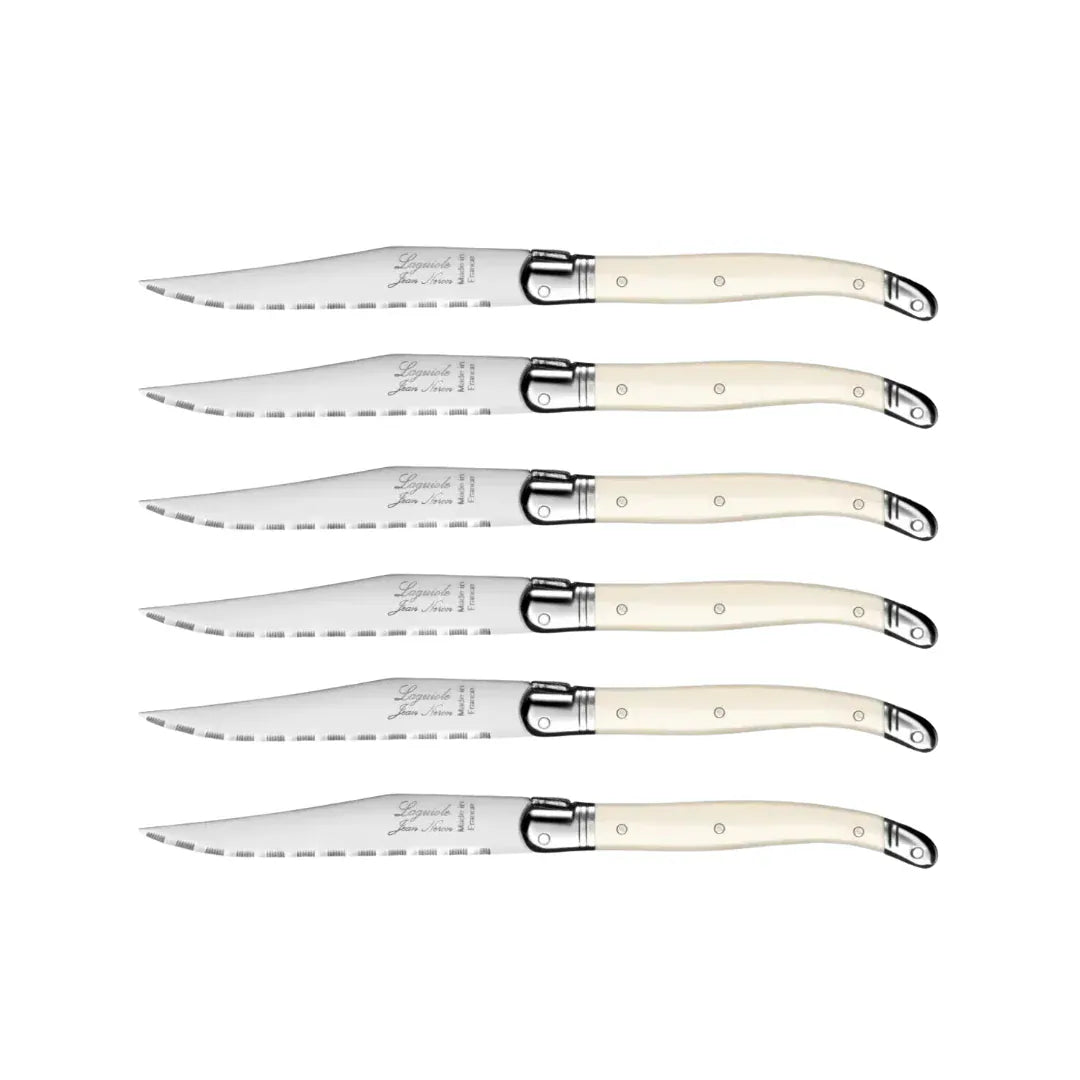 Laguiole Steak Knives Set of 6 - Cream Handle, in wooden box | prettycleanshop