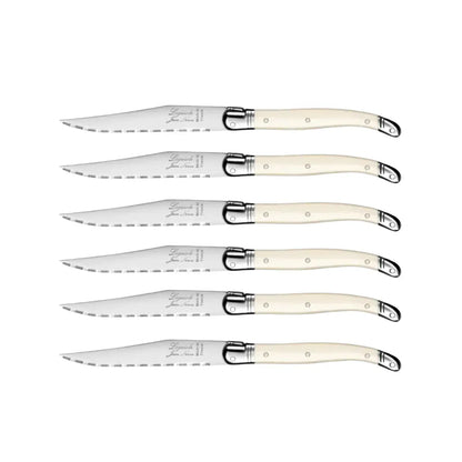 Laguiole Steak Knives Set of 6 - Cream Handle, in wooden box | prettycleanshop