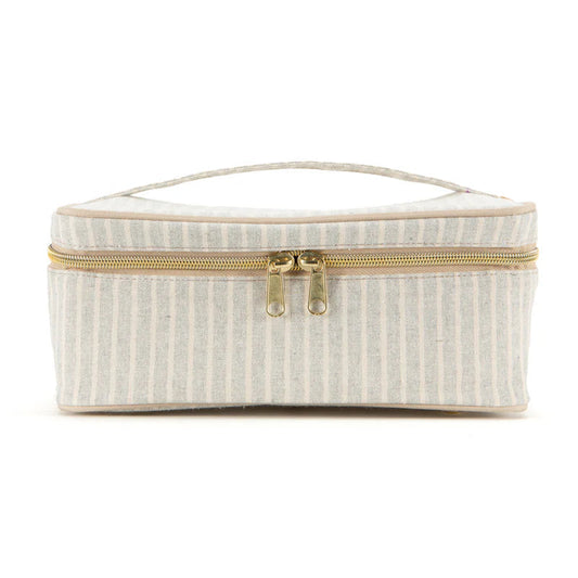 Linen Beauty Essentials Poche - Sand & Stone Beach Stripe - by SoYoung