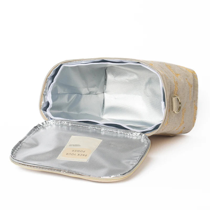 Linen Lunch Poche Bag - Golden Panthers - by SoYoung