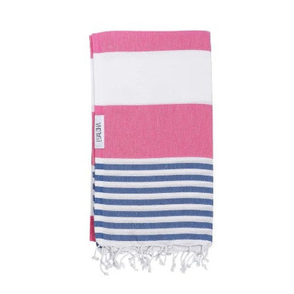 Striped Goodness Turkish Towel - Hot Pink & Denim - by Lualoha