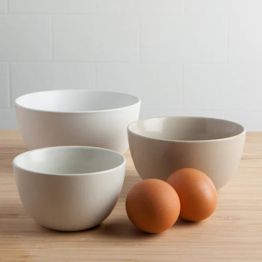 Ceramic Prep Bowls Matte White - Set of 3