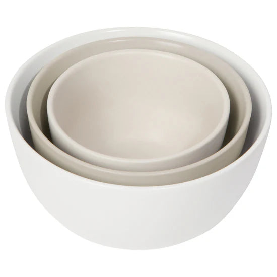 Ceramic Prep Bowls Matte White - Set of 3