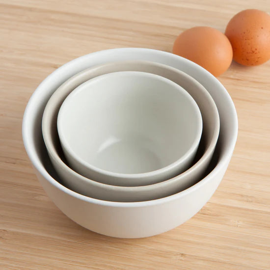 Ceramic Prep Bowls Matte White - Set of 3