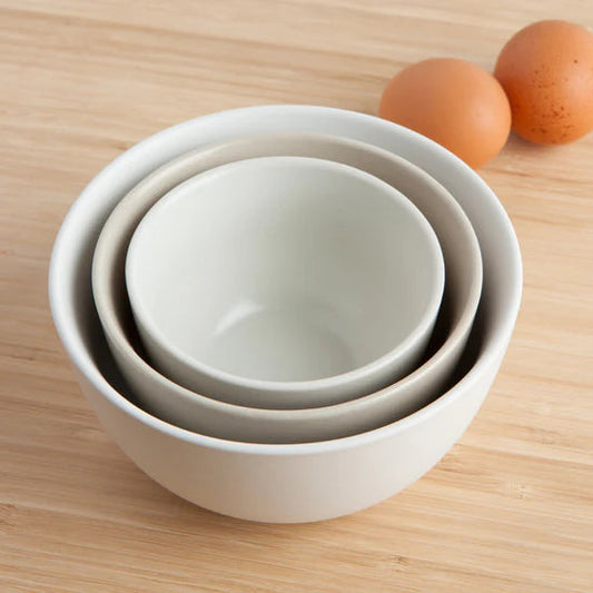 Ceramic Prep Bowls Matte White - Set of 3