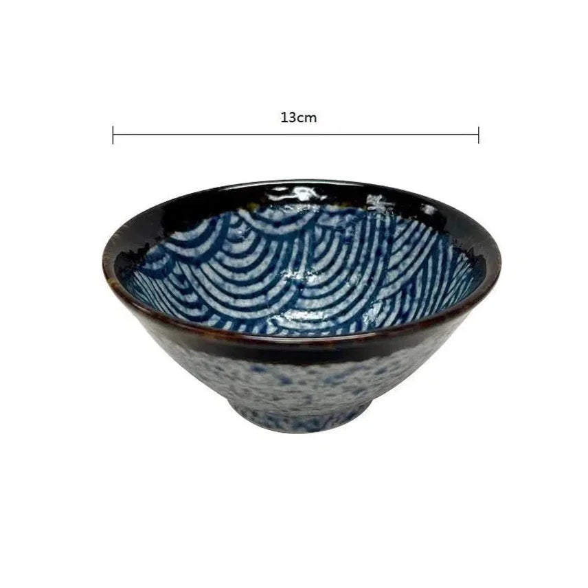 Mino Yaki Wave Qing Hai Bo Japanese Porcelain Small Bowl