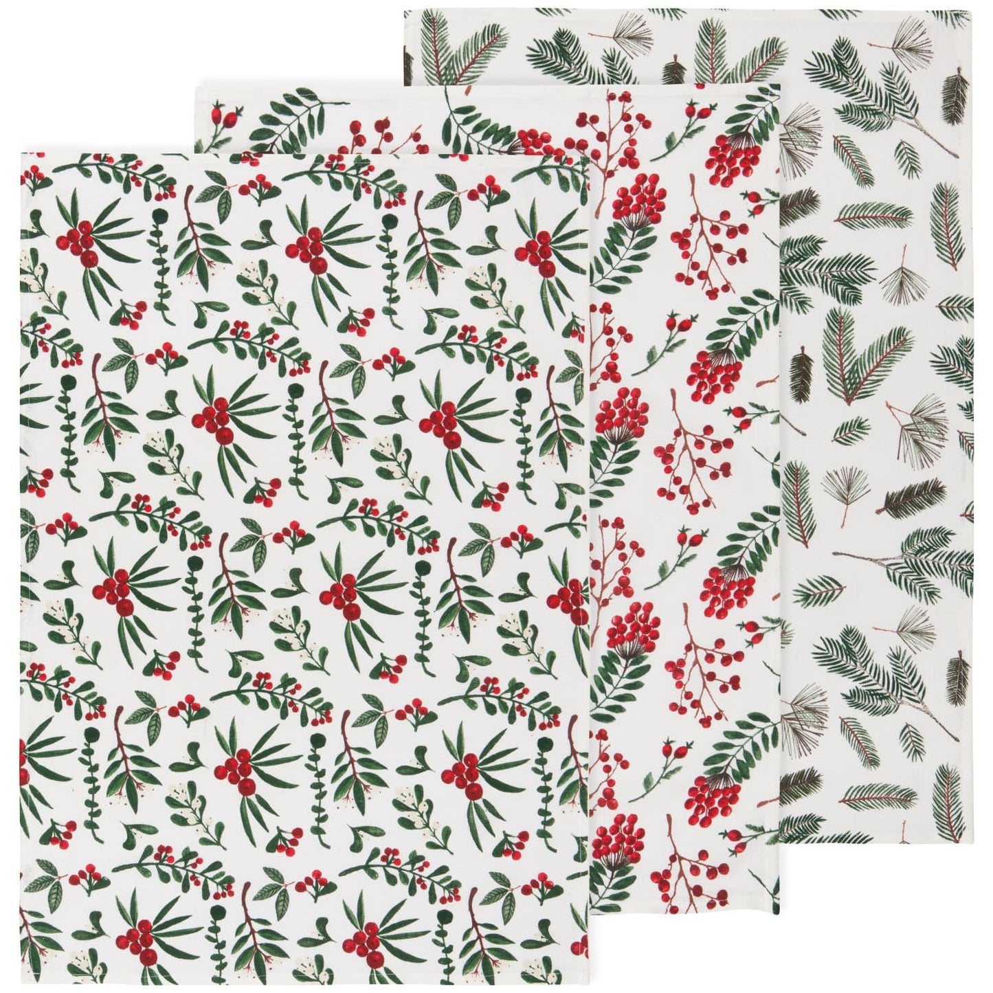 Winterberry Baker's Floursack Christmas Dishtowels - Set of 3-Pretty Clean Shop
