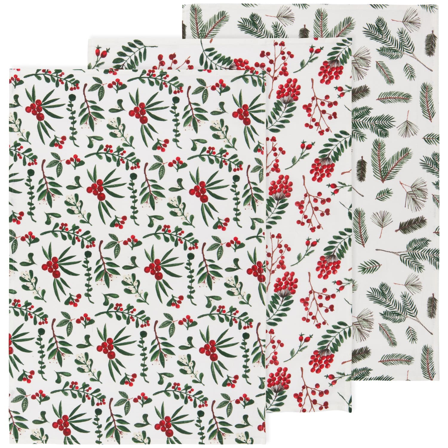 Winterberry Baker's Floursack Christmas Dishtowels - Set of 3-Pretty Clean Shop