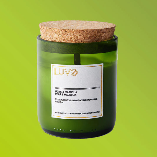 Luvo Wooden Wick & Coconut Wax Candle - Pear & Magnolia