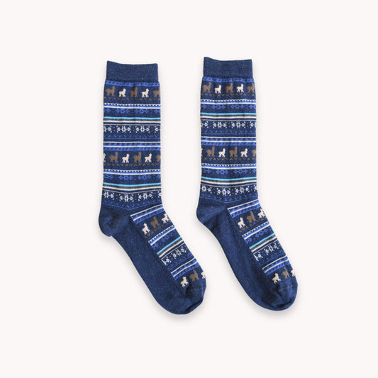 Alpaca Socks - Print - Space Blue-Socks-Pretty Clean Shop
