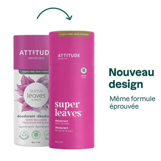 Plastic Free Natural Deodorant - White Tea Leaves - by Attitude