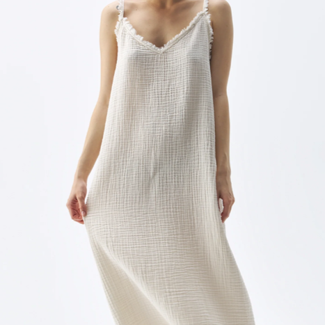 Crinkle Strappy Dress - One Size in Cream - by Pokoloko