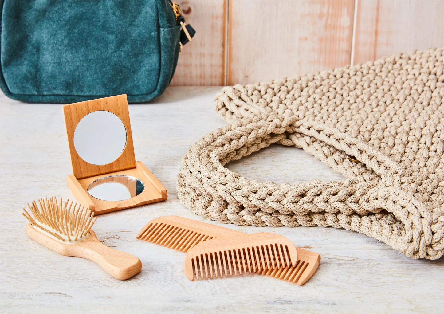 Pocket Hairbrush with Wooden Pegs