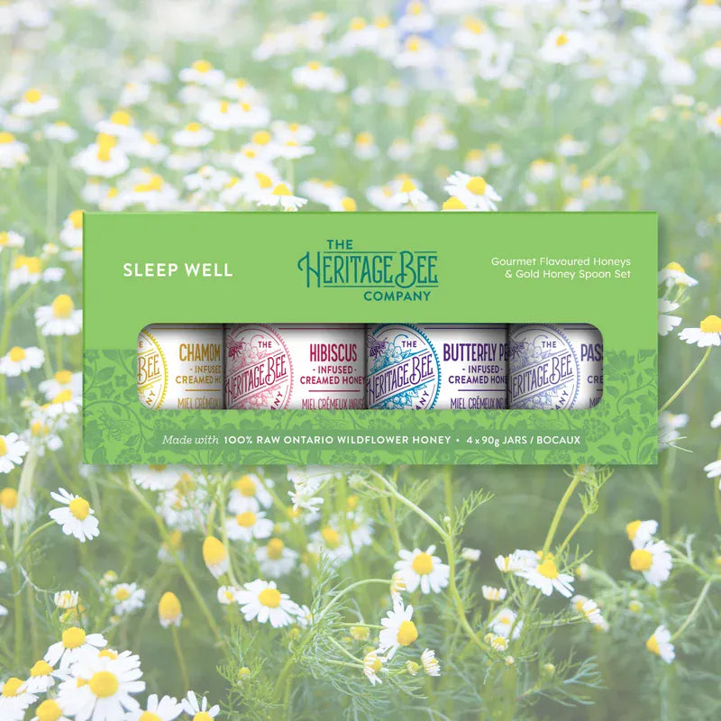 SLEEP WELL Gourmet Honey Gift Set & Gold Honey Spoon
