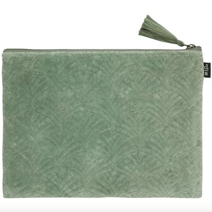 Quilted Velvet Flat Pouch