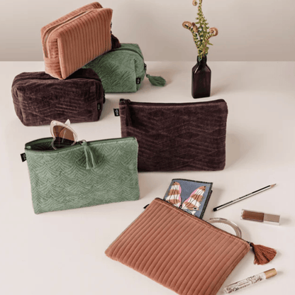 Quilted Velvet Flat Pouch