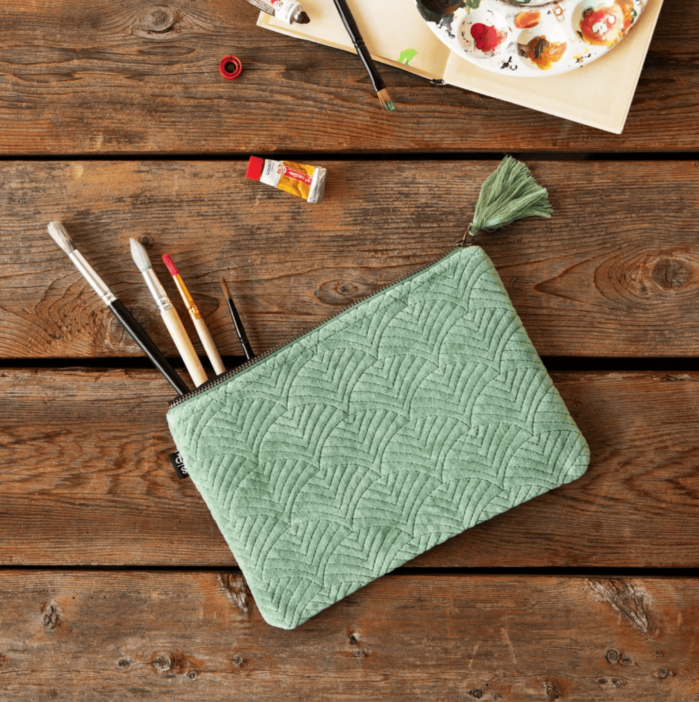 Quilted Velvet Flat Pouch