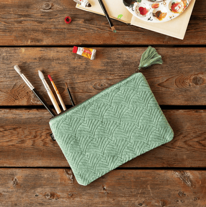 Quilted Velvet Flat Pouch