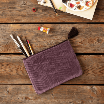 Quilted Velvet Flat Pouch