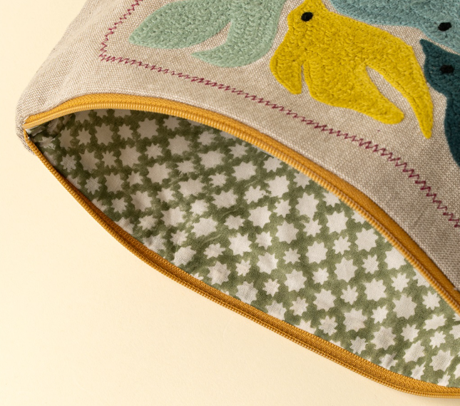 Birdsong Embroidered Pouch