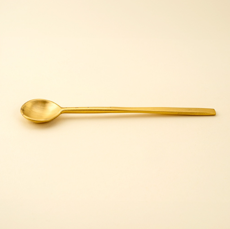 Shiny Brass Salt Spoon